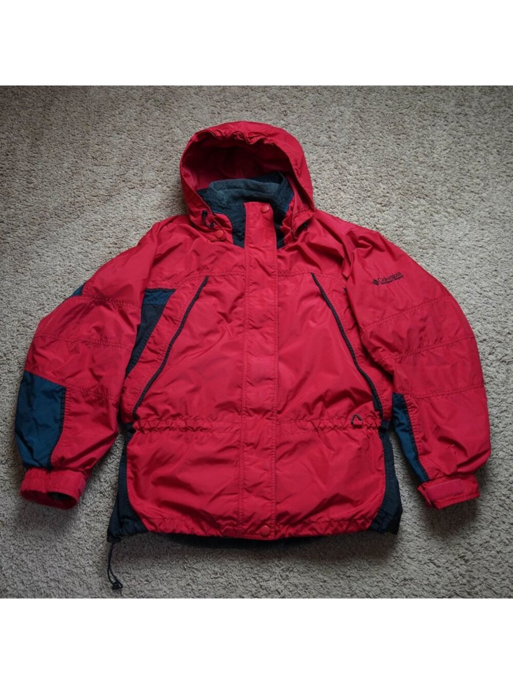 Y2K Columbia Fire Ridge 3 in 1 Jacket Womens L Red Ski Winter Coat Interchange
